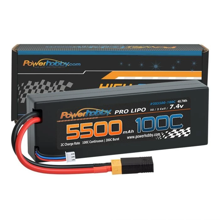 Powerhobby 2S 7.4V 5500mAh 100C Lipo Battery Pack With XT60 Plug And Adapter - Image 2