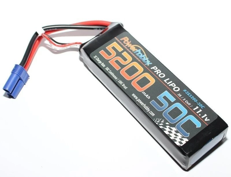 Powerhobby 3S 11.1V 5200 50C Hardcase Lipo Battery Pack With EC5 Plug