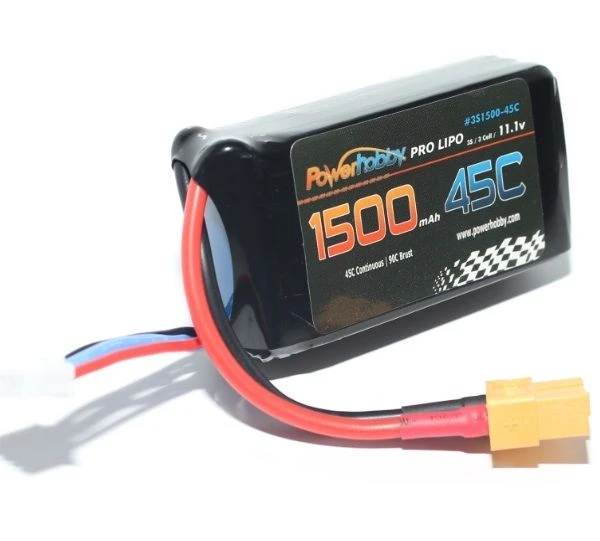 Powerhobby 3S 11.1V 1500mAh 45C Lipo Battery Pack With XT60 Plug