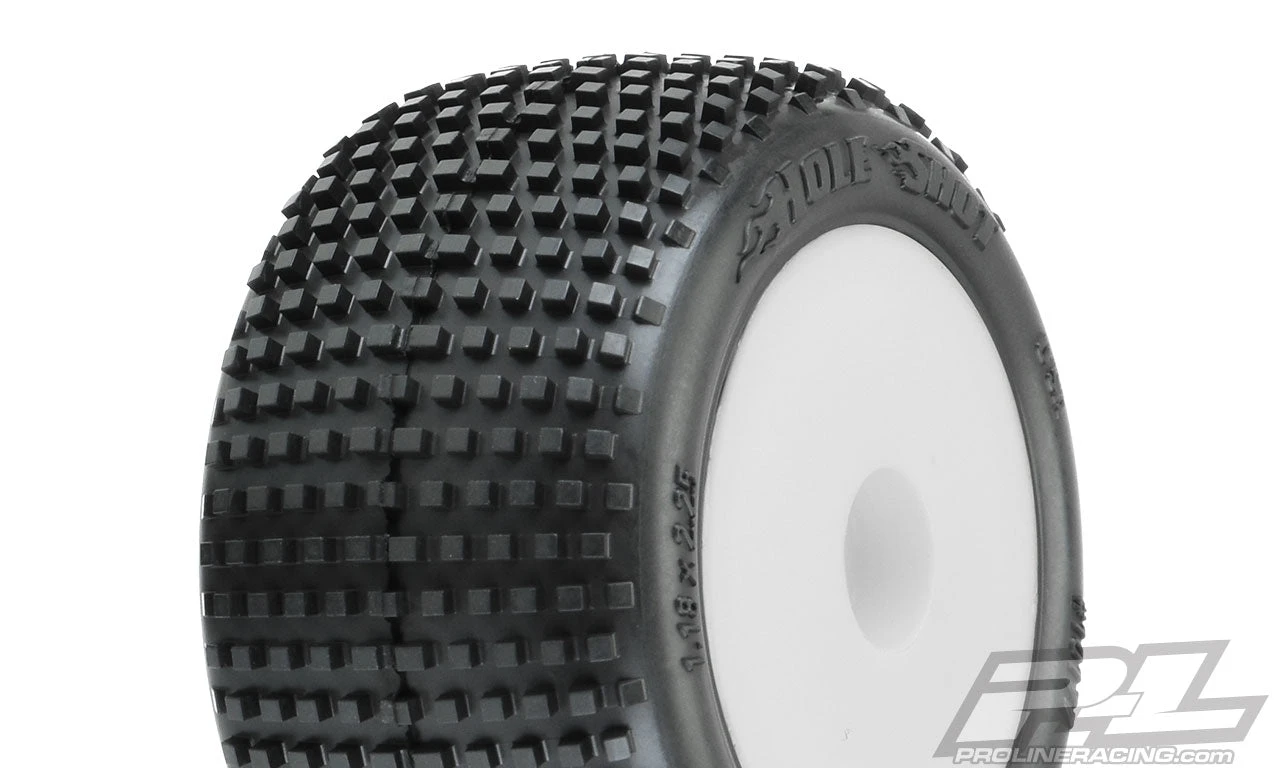Pro-Line 10177-13 White Front Or Rear Wheels With Hole Shot Tires For Mini-T 1 Pair