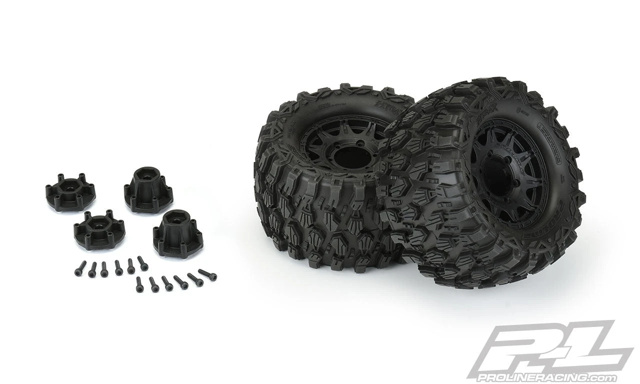 Pro-Line 10190-10 Hyrax 2.8 Tires Mounted On Raid Black Removable Hex Wheels 2 Pack - Image 2