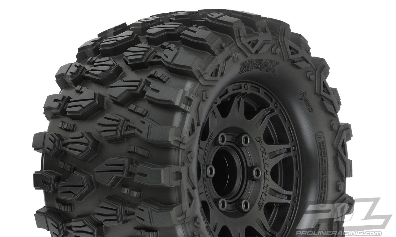 Pro-Line 10190-10 Hyrax 2.8 Tires Mounted On Raid Black Removable Hex Wheels 2 Pack