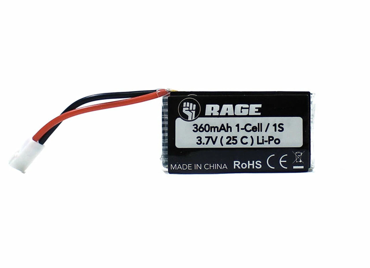 Rage RC A1328 1S 3.7V 360mAh Lipo Battery For T-28 Trojan Tempest 600 And Other RAGE RC Aircraft