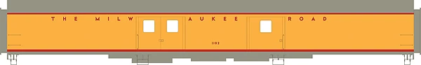 Rapido 106232 HO Scale Baggage Express Milwaukee Road "1955 UP Scheme" MILW 1102 - NOS