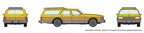 Rapido 800004 HO Scale 1980's Chevrolet Caprice Station Wagon: Yellow Woodie - Image 2