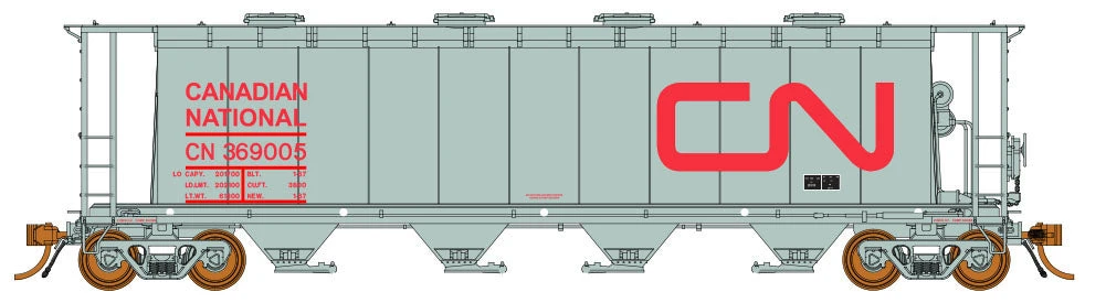 Rapido Trains 127000 HO Scale 3800 Cylindrical Hopper Canadian National With Red CN Car # Varies