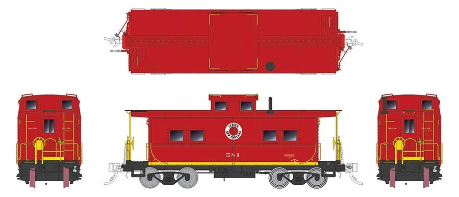 Rapido Trains 144007 HO Scale Northeastern Style Steel Caboose Lehigh New England LNE 580 - Image 2