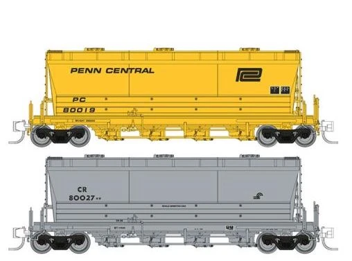 Rapido Trains 533009 N Scale PD3500 Flexi Flo Covered Hopper PC / CR Scale Test Cars 2 Pack