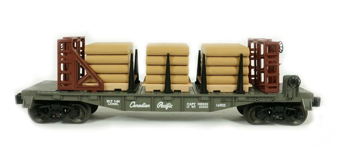 Lionel 6-16903 O Gauge Canadian Pacific Flatcar With Wood Load - NOS