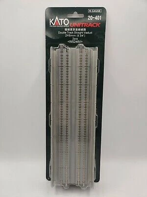 Kato 20-401 N Scale UniTrack 248mm 9-3/4" Straight Double Viaduct, Concrete (2 Pack)