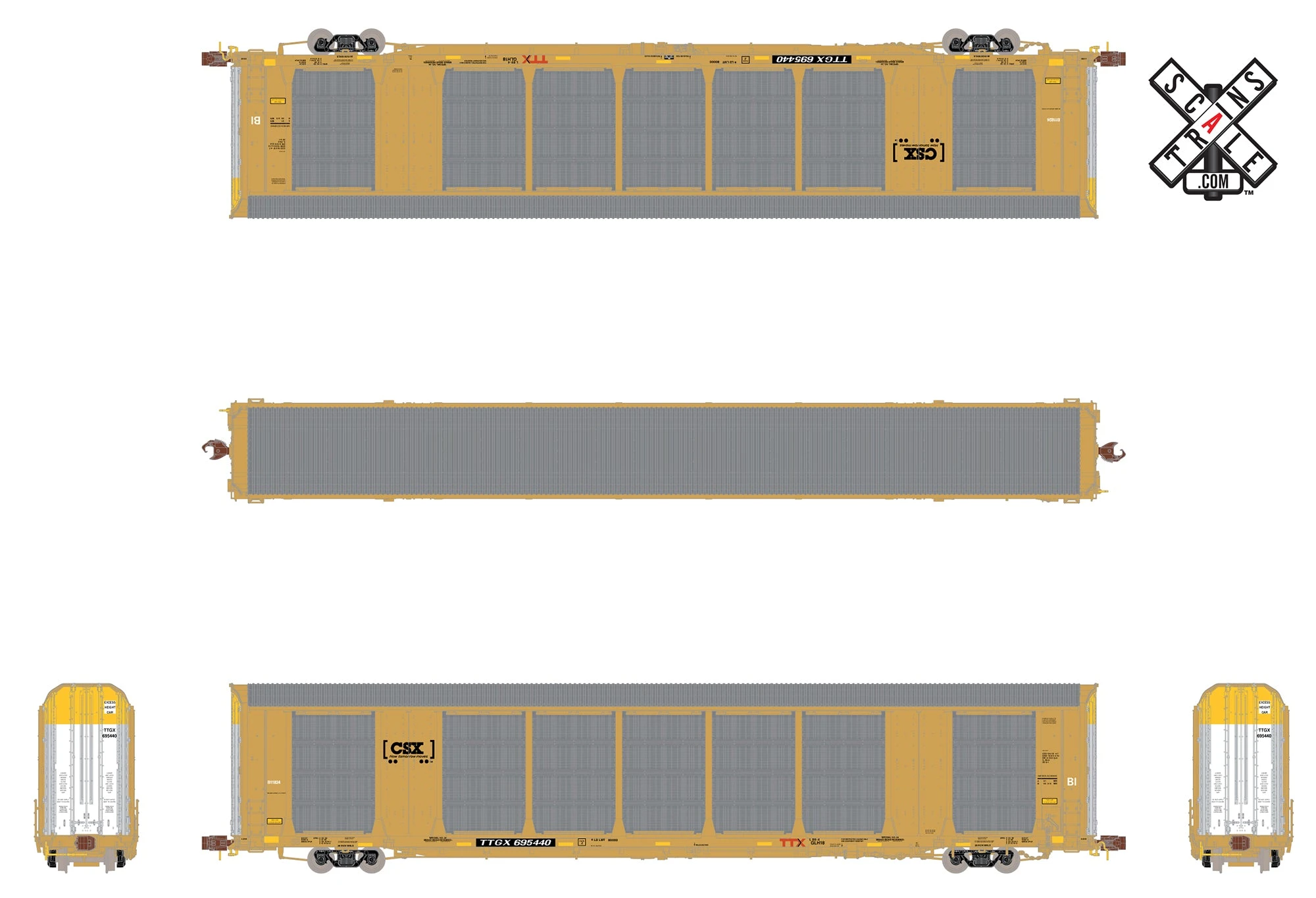 ScaleTrains 32695 Rivet N Scale Gunderson Multi-Max Autorack CSX/TTGX 695492 - Image 2
