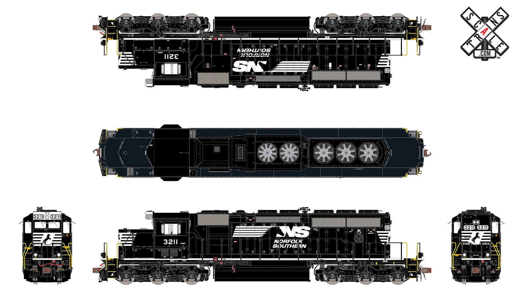 ScaleTrains 32872 Rivet Counter HO Scale EMD SD40-2 Norfolk Southern NS 3210 - Image 2