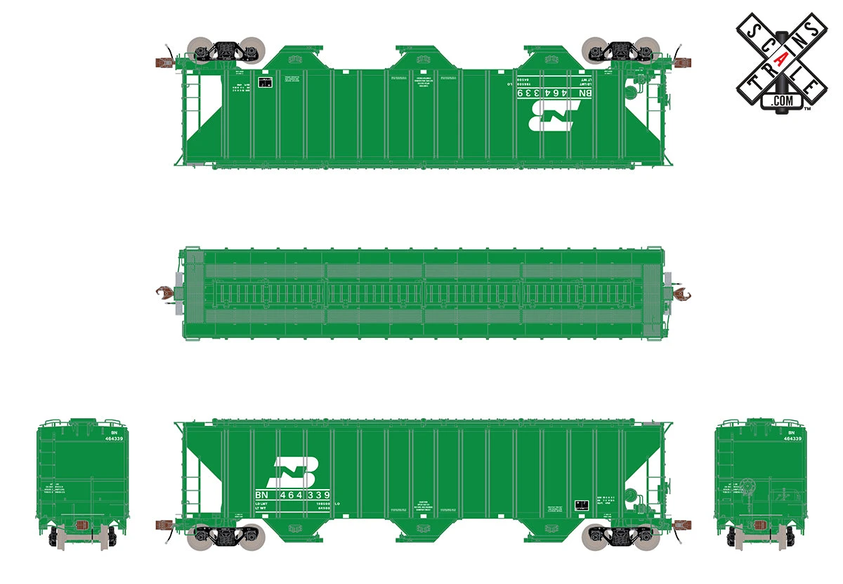 ScaleTrains 33024 HO Scale Rivet Counter PS-2CD 4785 Covered Hopper Burlington Northern BN 464804 - Image 2