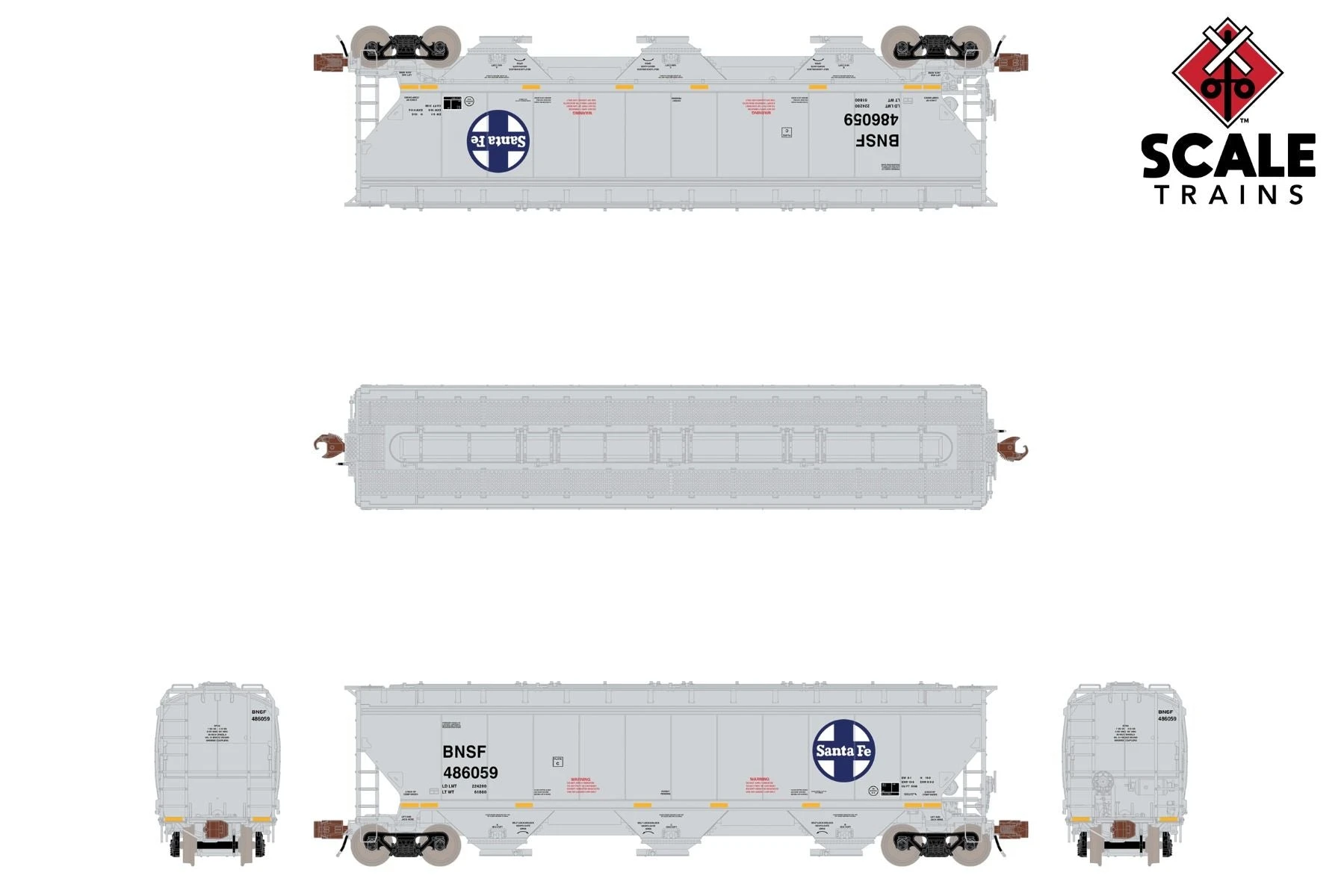 ScaleTrains 33228 Rivet N Scale Gunderson 5188 Covered Hopper Santa Fe Heritage BNSF 486059 - Image 2
