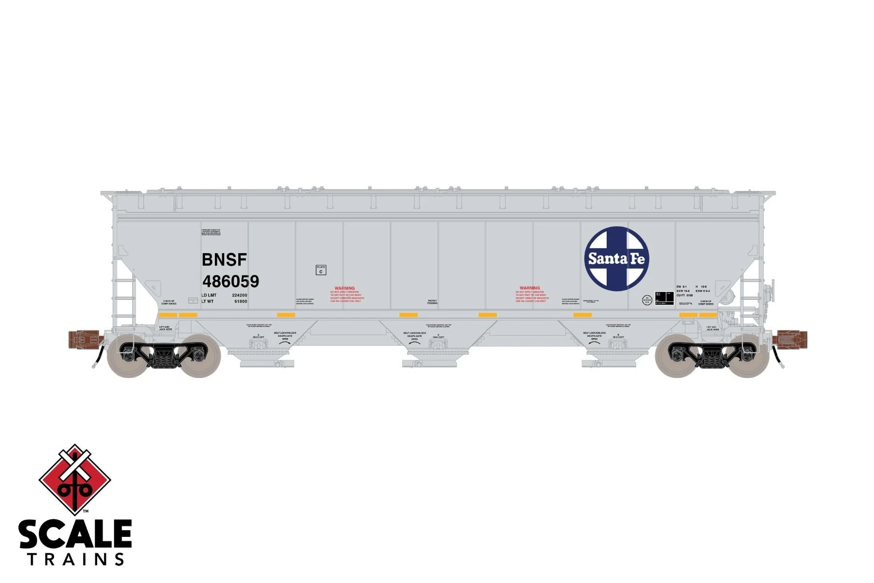 ScaleTrains 33228 Rivet N Scale Gunderson 5188 Covered Hopper Santa Fe Heritage BNSF 486059