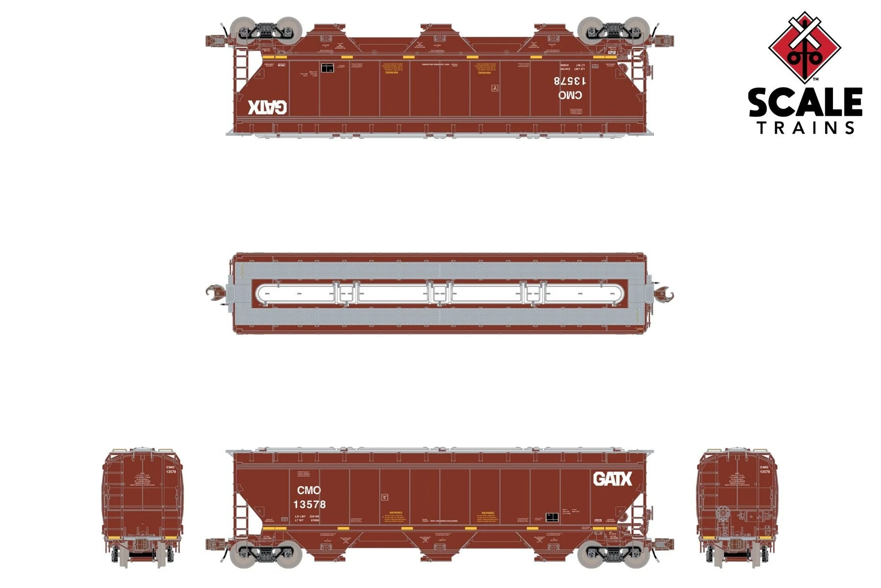 ScaleTrains 33240 Rivet N Scale Gunderson 5188 Covered Hopper GATX CMO 13672 - Image 3