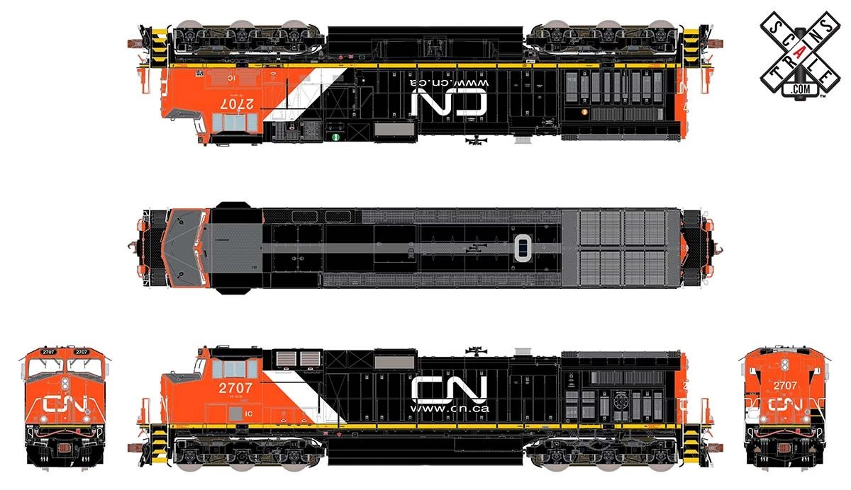 ScaleTrains 33456 Rivet HO Scale GE Dash 9 (C44-9W) Canadian National IC/CN 2707 DCC And LokSound - Image 2
