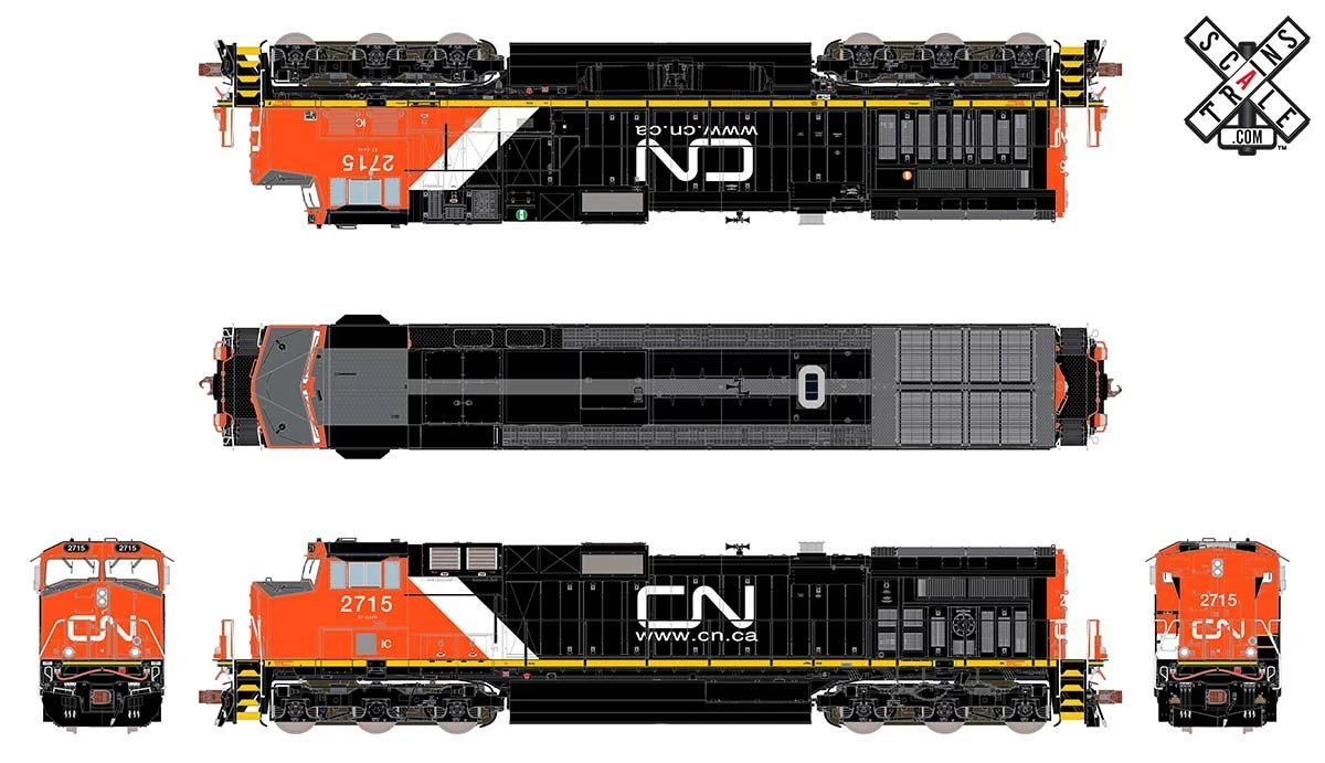 ScaleTrains 33461 Rivet Counter HO Scale GE Dash 9 (C44-9W) Canadian National IC/CN 2717 - Image 2