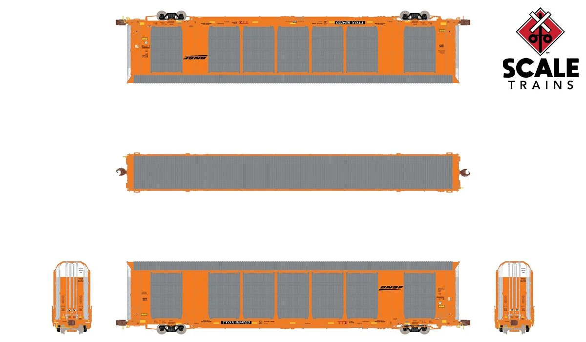 ScaleTrains 33726 Rivet N Scale Gunderson Multi-Max Autorack Orange BNSF 694753 - Image 2