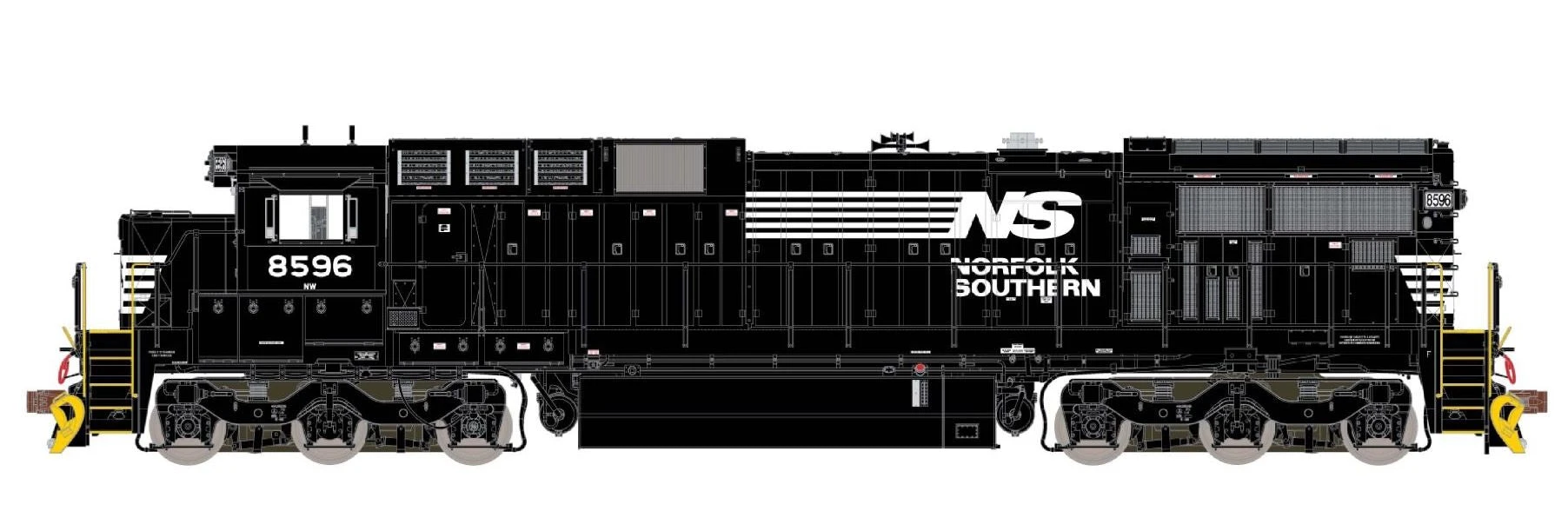 ScaleTrains 38738 Rivet HO GE C39-8 Phase II (Yellow Plow) Norfolk Southern NS 8596 DC