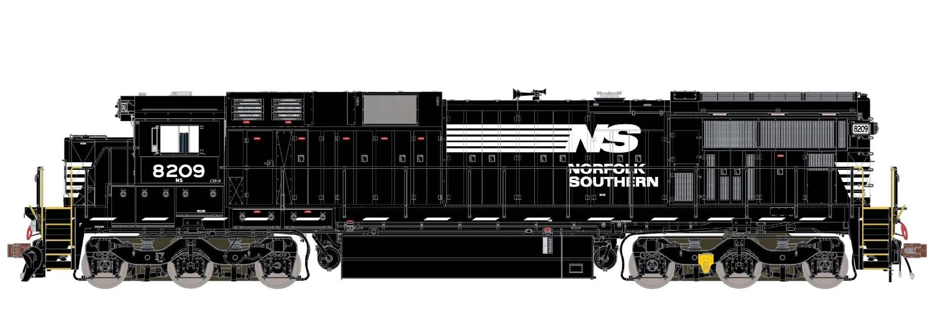 ScaleTrains 38745 Rivet HO GE C39-8 Phase III "Ditch Lights" Norfolk Southern NS 8209 DCC & Sound