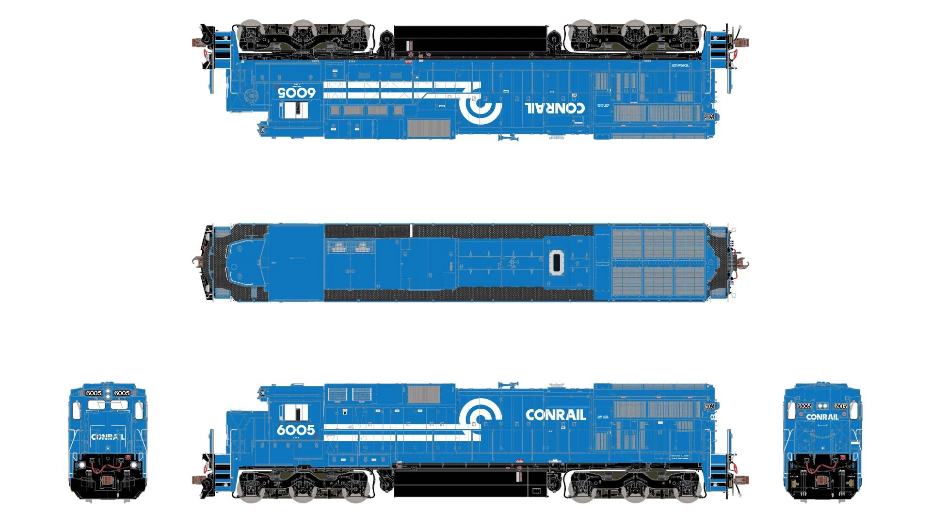 ScaleTrains 38756 Rivet HO GE C39-8 Phase III "Ditch Lights" Conrail CR 6005 DC - Image 2