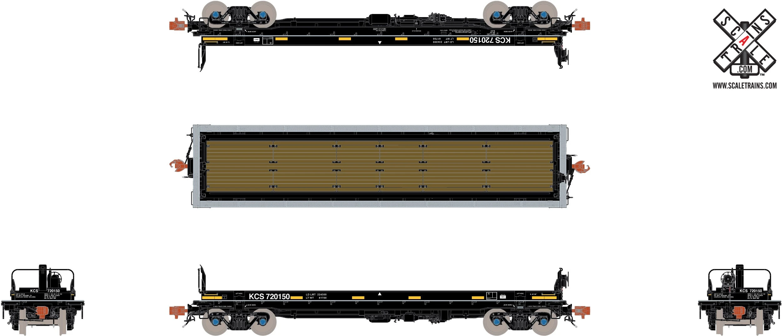 ScaleTrains HO Scale 32342 Thrall-Trinity 42' Steel Coil Car Kansas City Southern KCS 720234 - Image 2