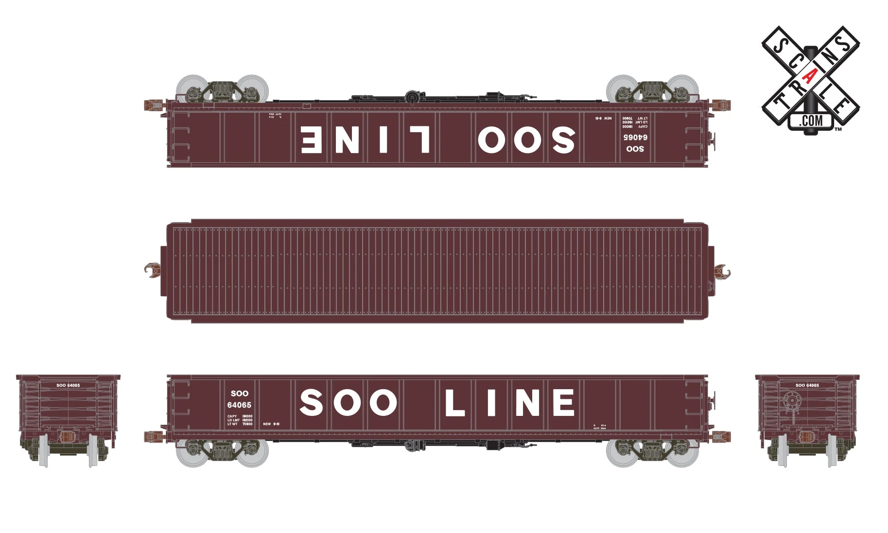 ScaleTrains Kit Classics 1161 CB&Q Havelock Shops 52'6" Gondola SOO Line 64092 - Image 2