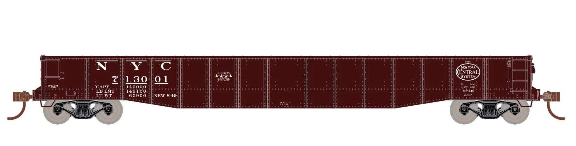 ScaleTrains Kit Classics 1193 HO Scale 52'6" Mill Gondola New York Central NYC 713033 - Image 2