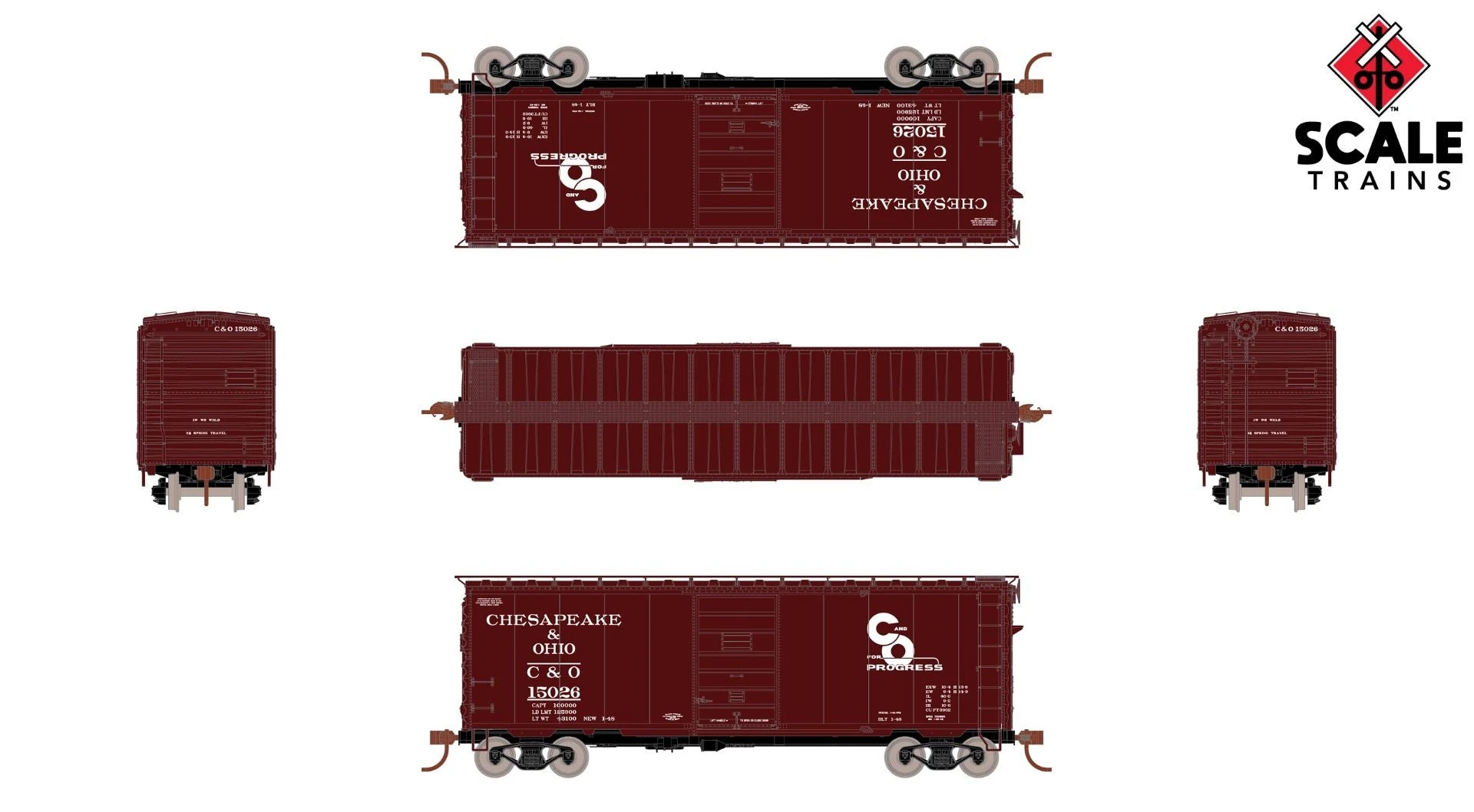 ScaleTrains Kit Classics 1228 HO Scale PS-1 Boxcar Chesapeake & Ohio C&O 15370 - Image 2