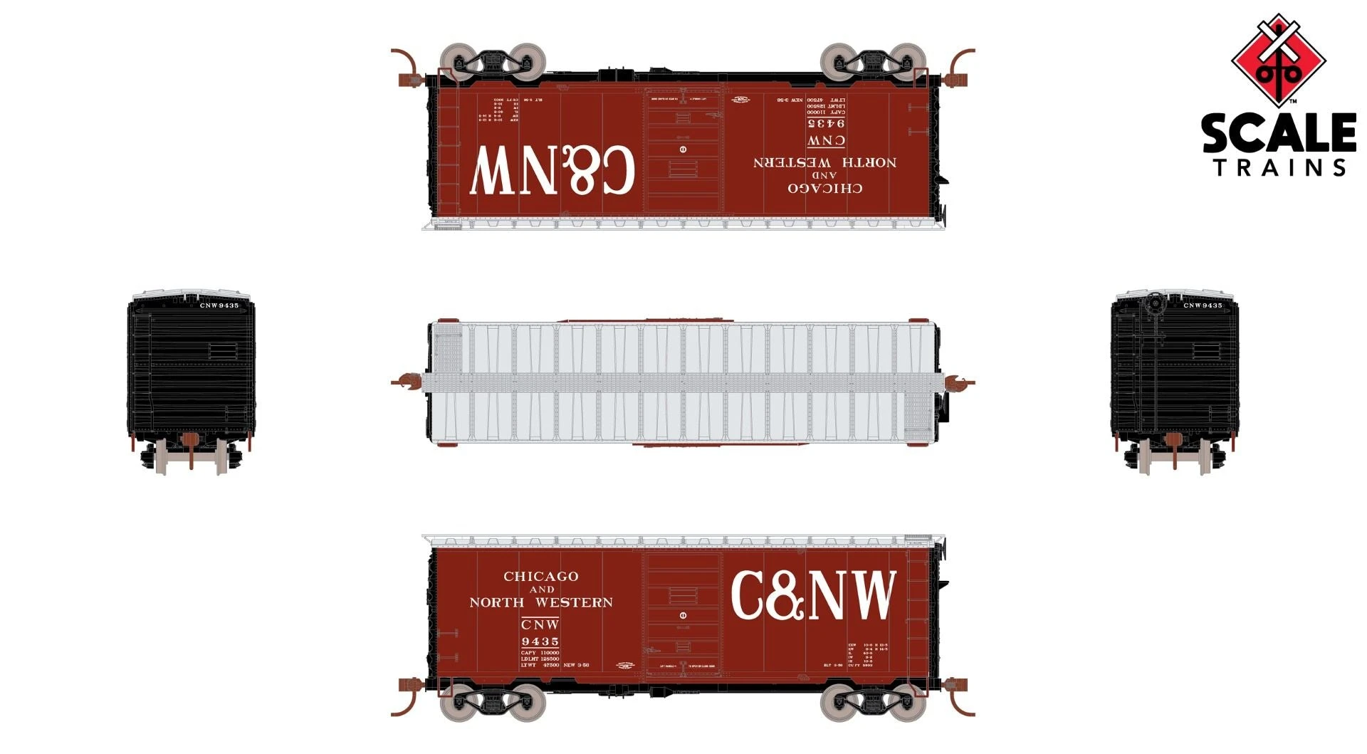 ScaleTrains Kit Classics 1232 HO Scale PS-1 Boxcar Chicago & North Western C&NW 9509 - Image 2