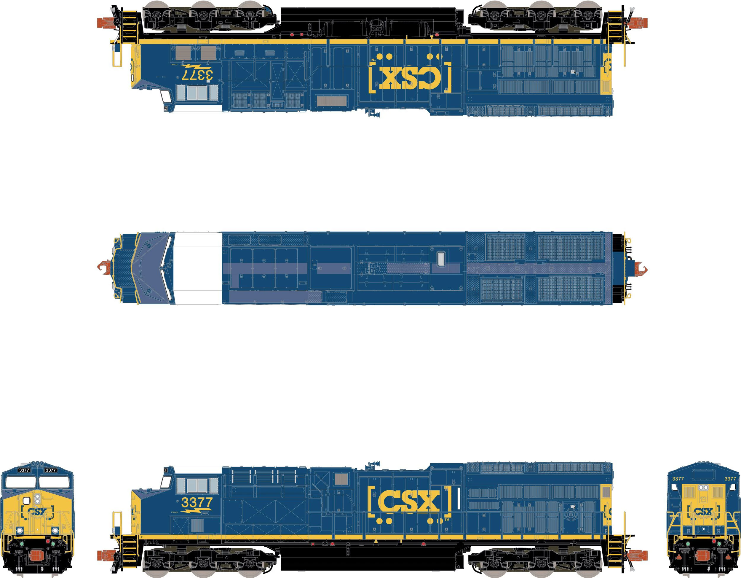 ScaleTrains Operator 10973 N Scale GE ET44AH Tier 4 Diesel "Boxcar Logo" CSXT 3377 With DCC - Image 3