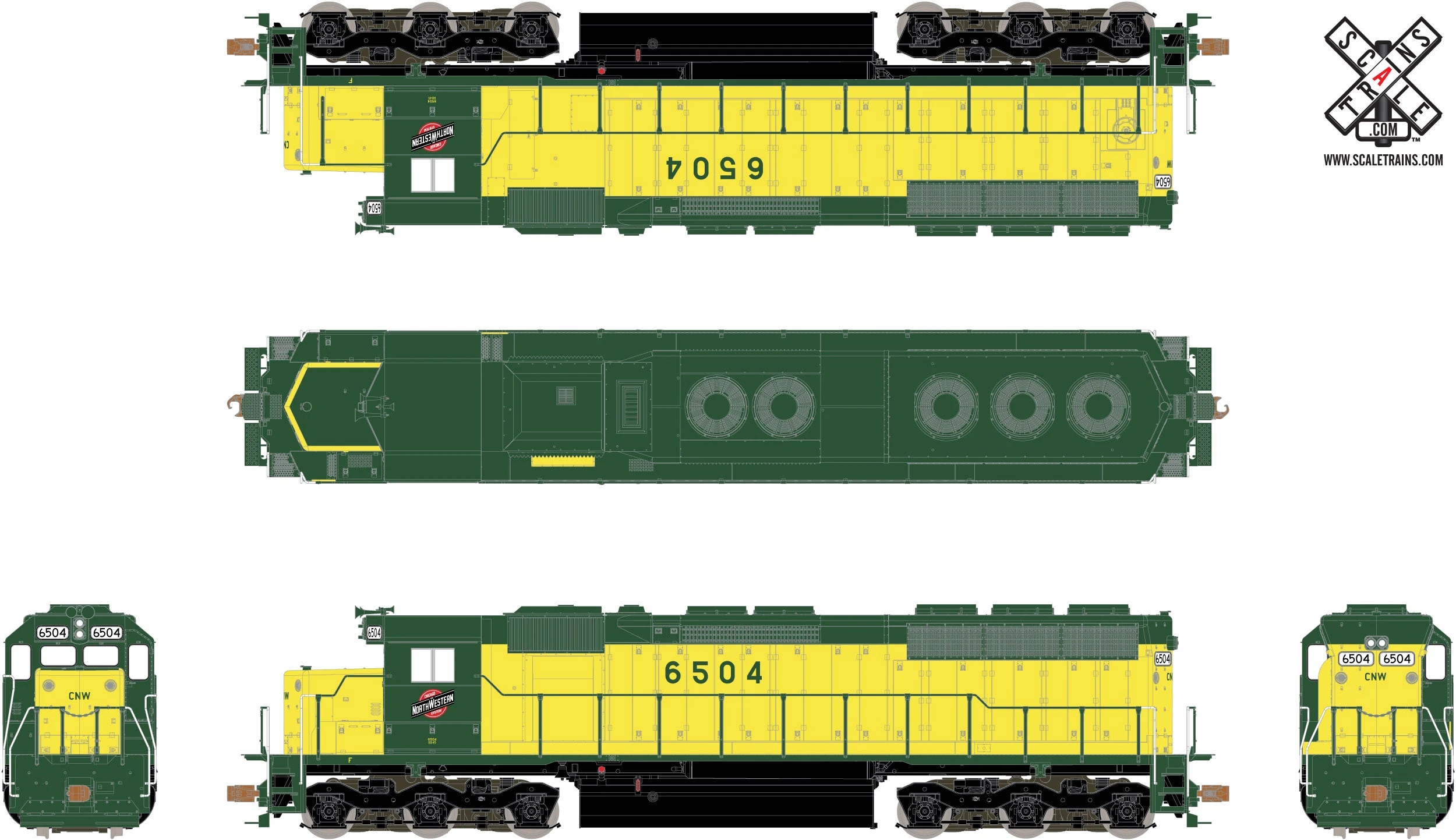 ScaleTrains Operator 11174 HO Scale EMD SD45 Chicago & NorthWestern CNW 6537 DCC Sound - Image 2