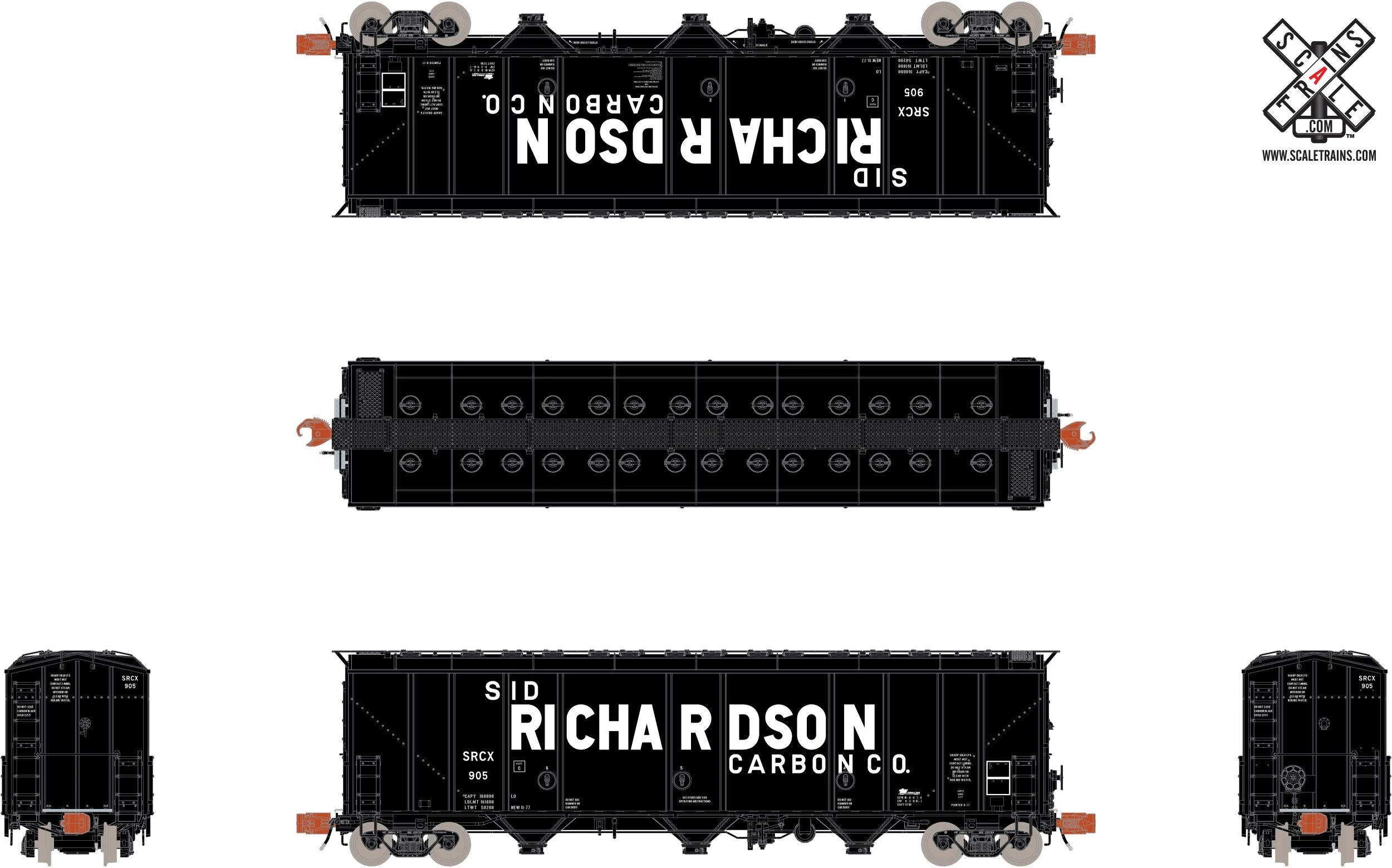 ScaleTrains Rivet 32107 N Scale 5750 Carbon Black Sid Richardson SRCX 905 - Image 3