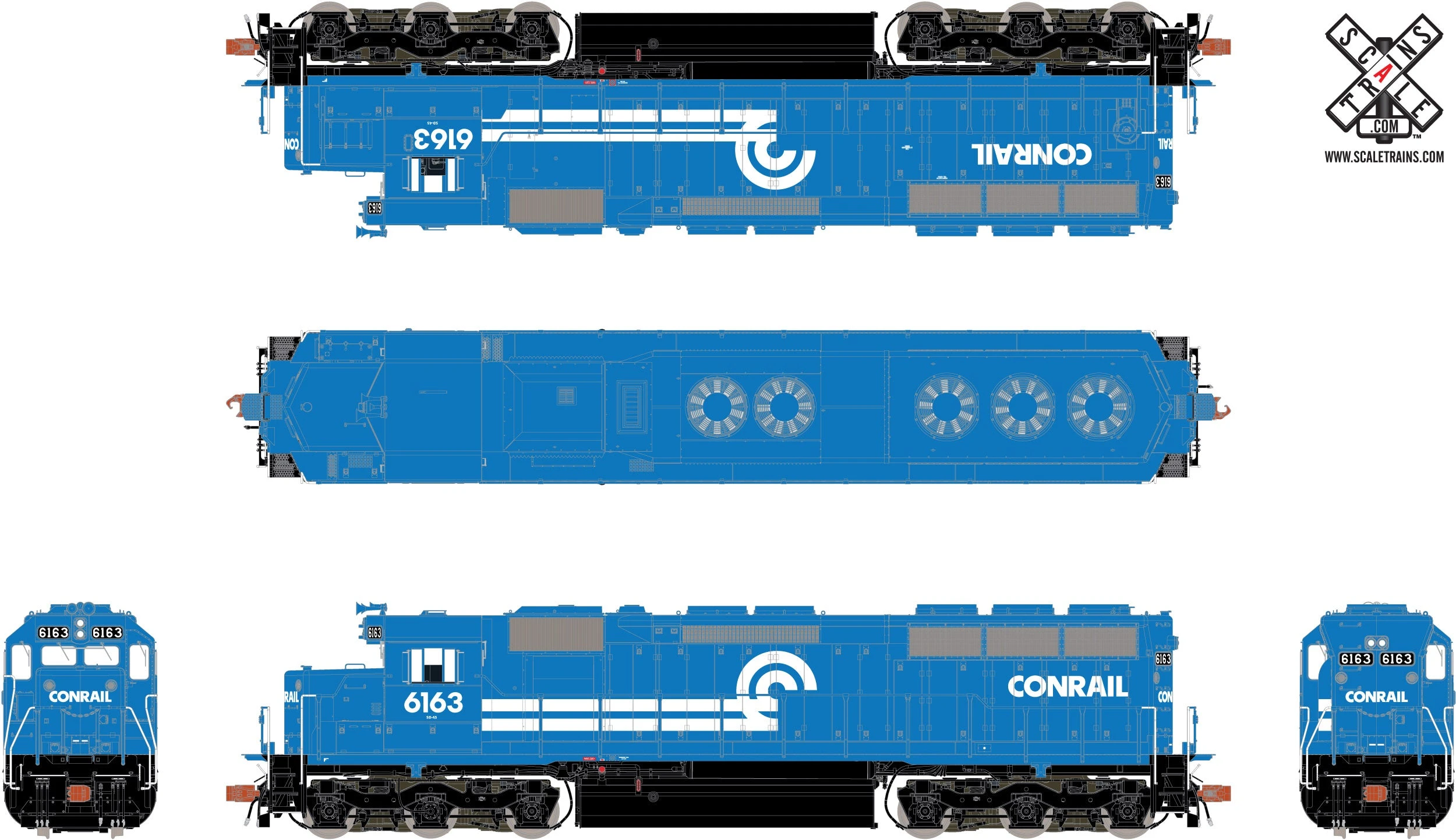 ScaleTrains Rivet 32433 HO Scale EMD SD45 Conrail CR 6163 DCC Sound - Image 2