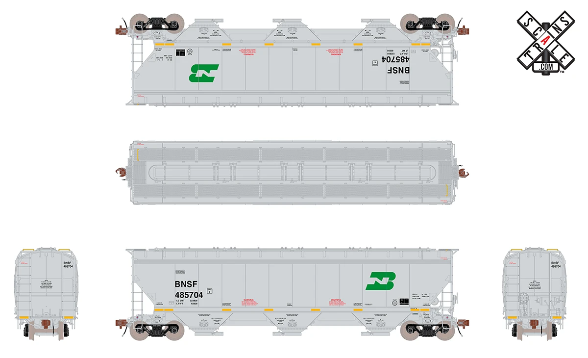 ScaleTrains Rivet 33290 HO Scale Gunderson 5188 Covered Hopper "BN Heritage" BNSF 485704 - Image 2