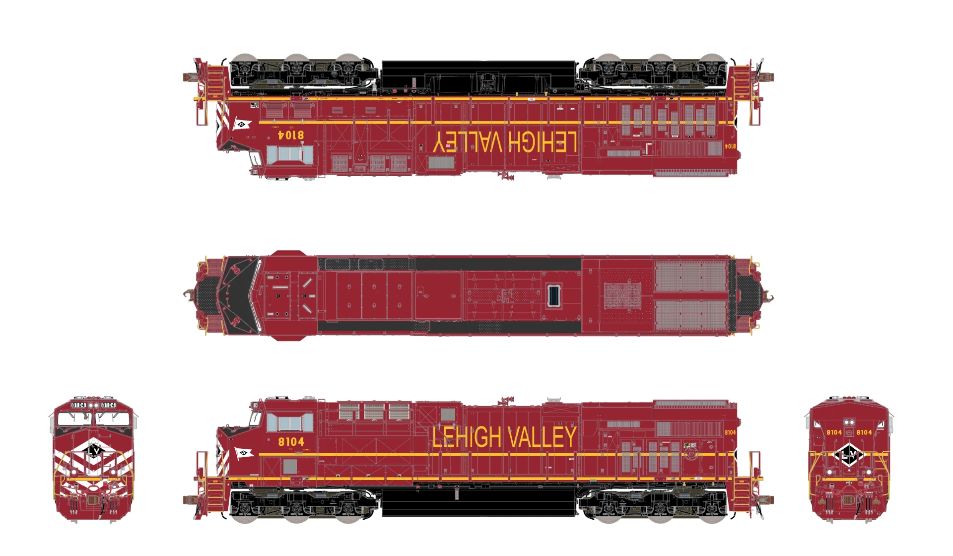 ScaleTrains Rivet 33621 HO Scale GE ES44AC Lehigh Valley NS 8104 - Image 3