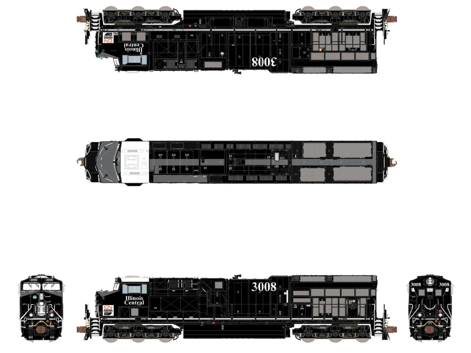 ScaleTrains Rivet 33635 N Scale GE ET44 Tier 4 Diesel "Illinois Central Heritage" CN 3008 - Image 3