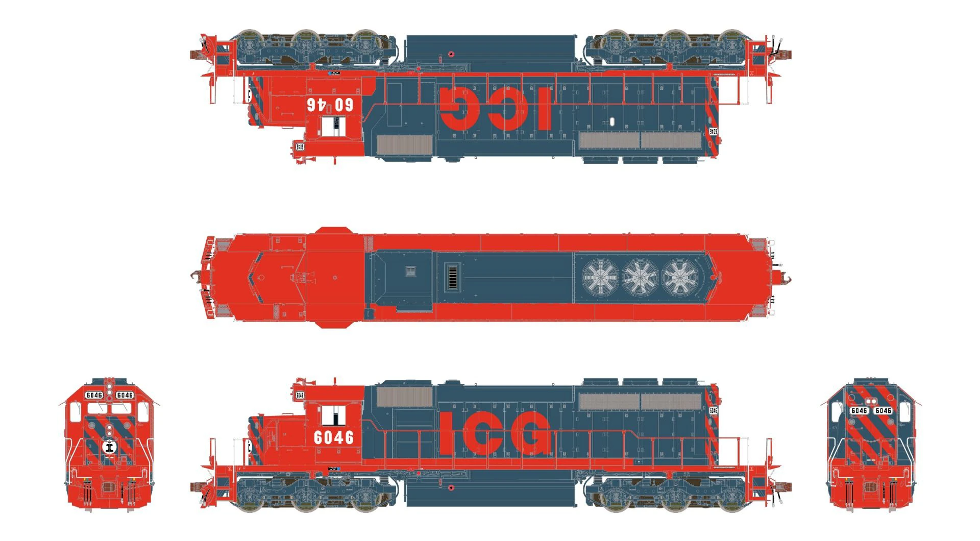 ScaleTrains Rivet 38810 HO Scale EMD SD40-2 Illinois Central Gulf ICG 6043 - DC - Image 2
