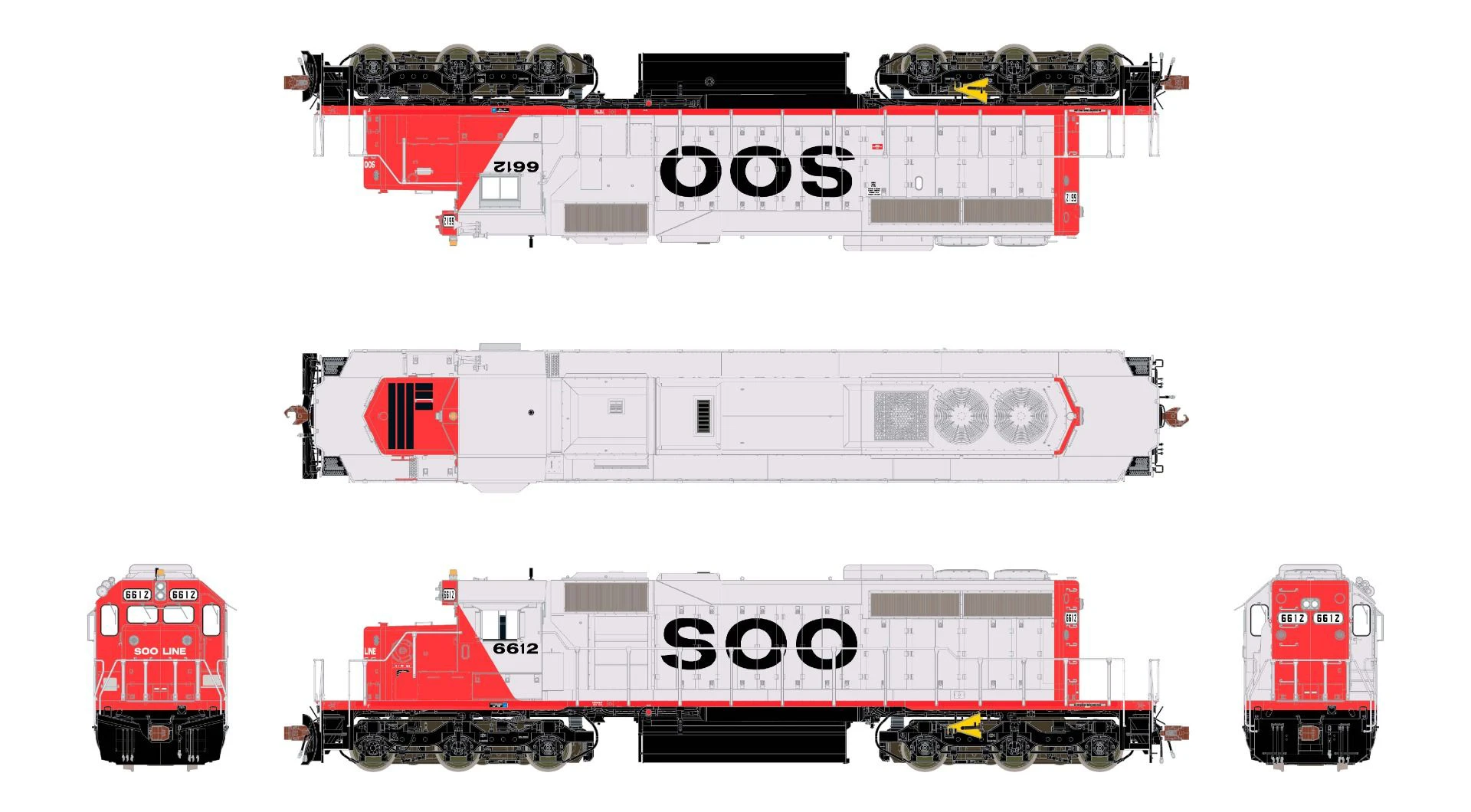 ScaleTrains Rivet 38838 HO Scale EMD SD40-2 SOO Line 6612 - DC - Image 2
