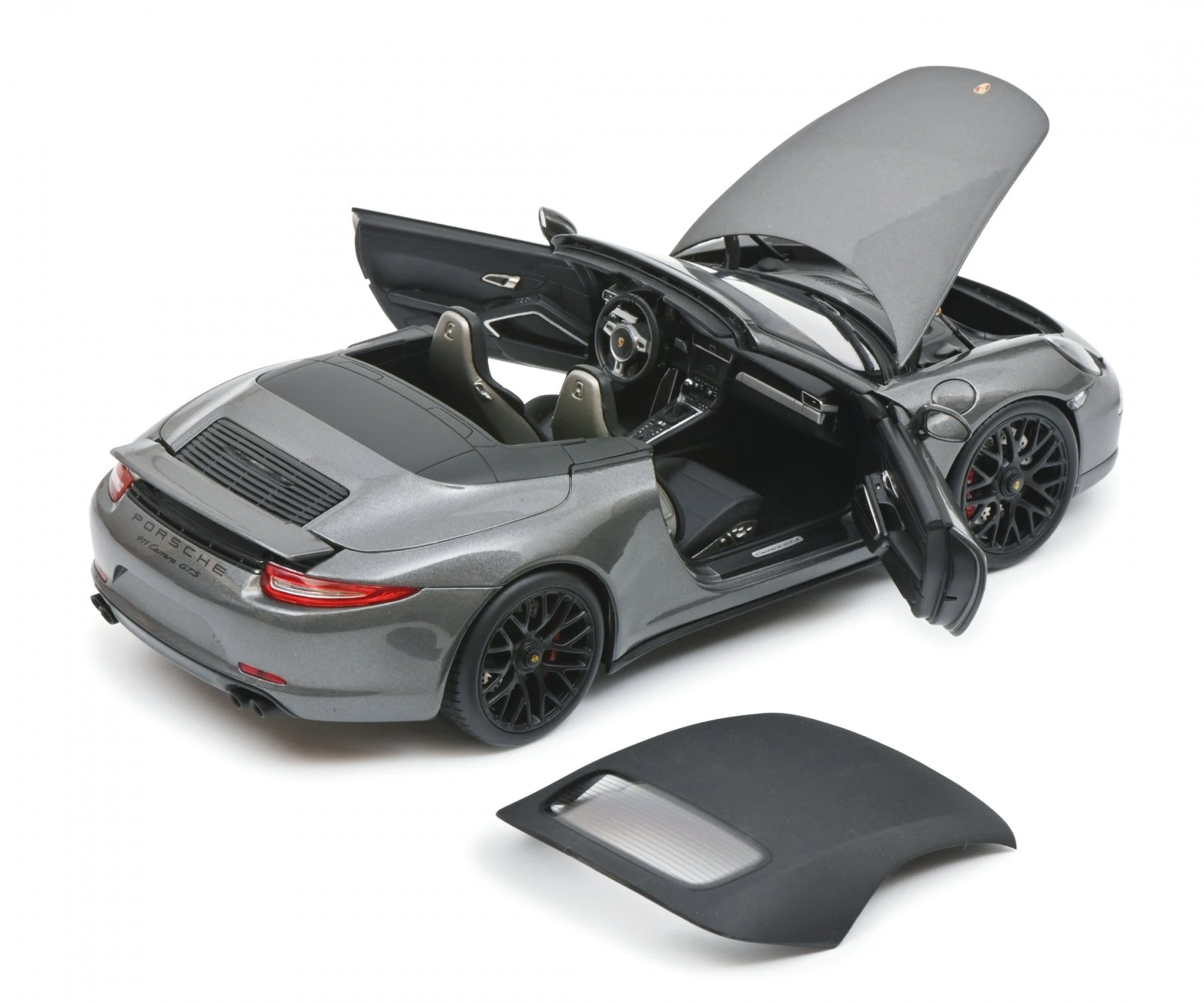 Schuco 450039800 (1:18) Porsche 911 Carrera GTS Convertable 991.1 - Grey Metallic - Image 6