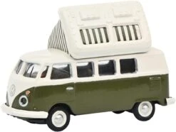 Schuco 452660400 HO Scale (1:87) VW T1c Camper Bus - Green And Cream