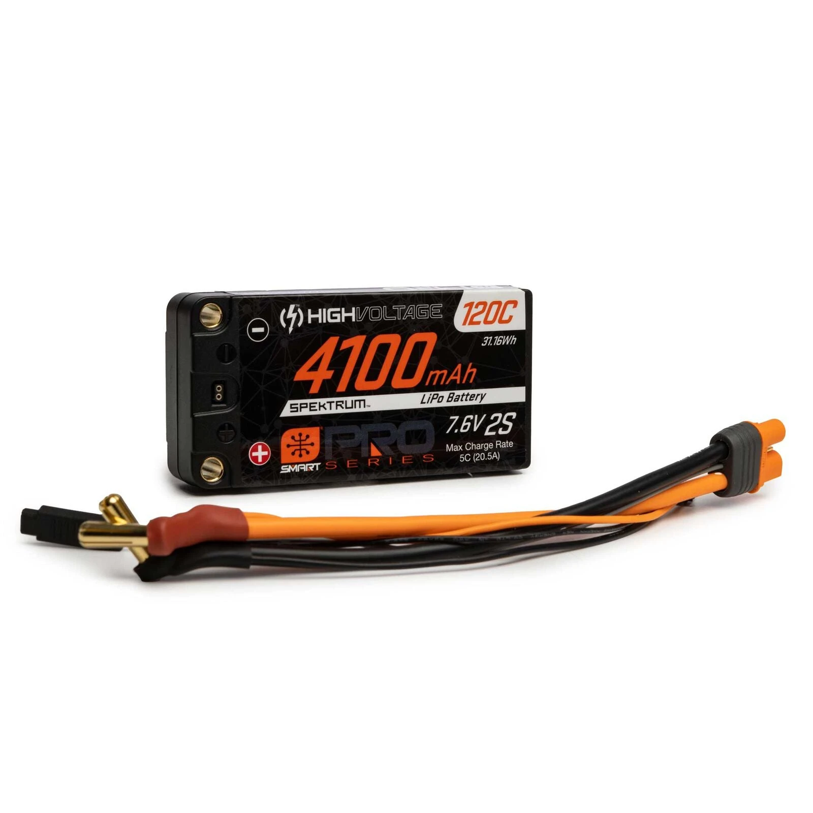 Axial Spektrum SPMX412S120HT 4100mAh 7.6V SMART Pro Race HV 120C Hardcase LiPo Battery With 5mm Ports - Image 2