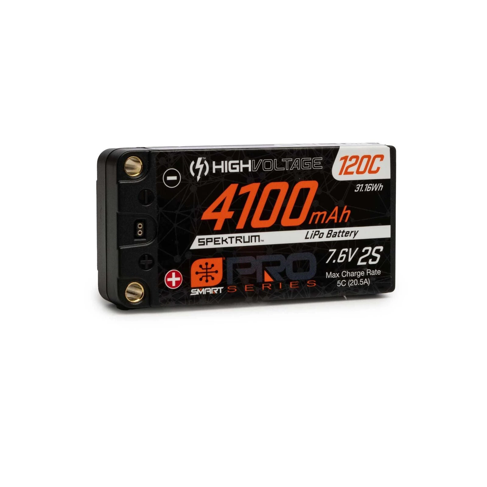 Axial Spektrum SPMX412S120HT 4100mAh 7.6V SMART Pro Race HV 120C Hardcase LiPo Battery With 5mm Ports