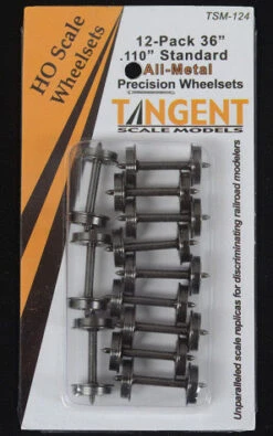 Tangent Scale Models 124 HO Scale 36" Normal Tread RP25 All-Metal Wheelsets 12 Pack