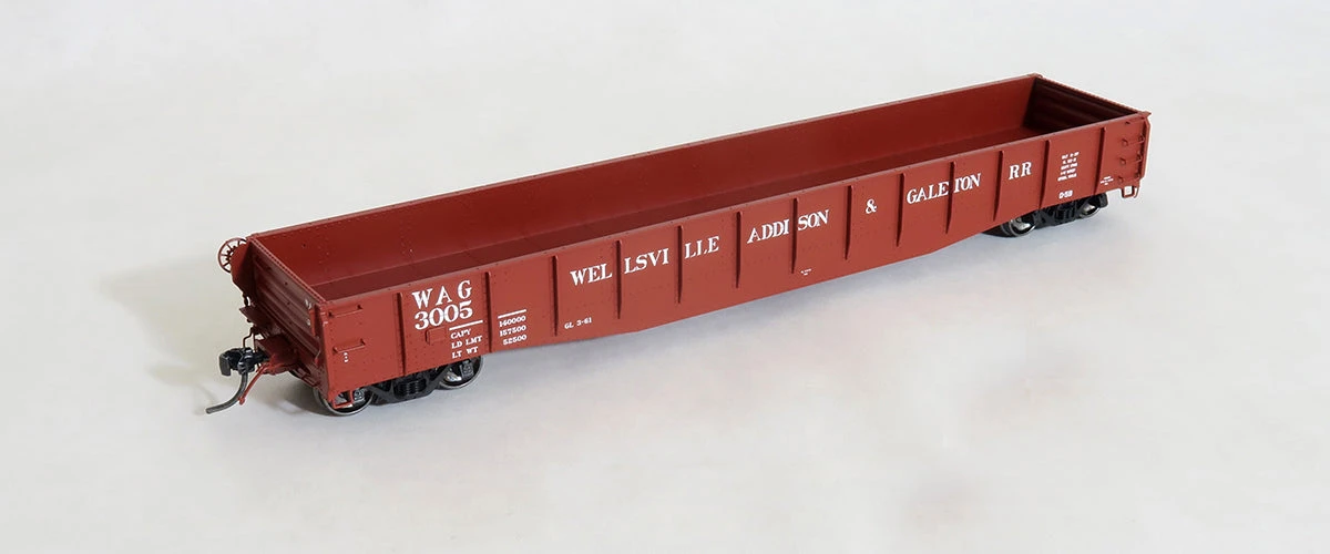 Tangent Scale Models 10925-02 HO Scale Bethlehem 70-Ton Gondola Wellsville Addison & Galton WAG 3007