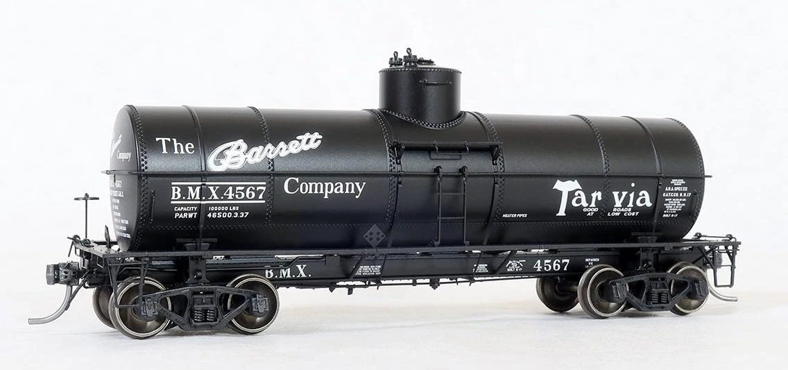 Tangent Scale Models 19067 GA 1917-design 10000 Gal Tank Car “Barrett Tarvia 1938+” BMX #s Varies