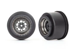 Traxxas 9473A Rear Satin Black Chrome Weld Wheels For Drag Slash 2 Pack