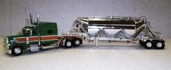 Trucks N Stuff SPEC018 Green/Orange 389 Peterbuilt With Chrome Pneumatic Bulk Trailer