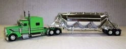Trucks N Stuff SPEC019 Lime Green/Black 389 Peterbuilt With Chrome Pneumatic Bulk Trailer